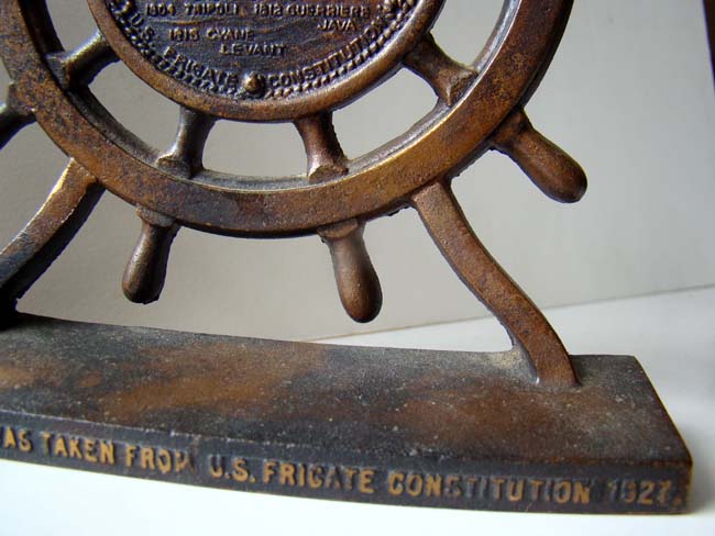 A pair of U S S Constitution bookends made from material taken from the ship during its' restoration in 1927 — image 4